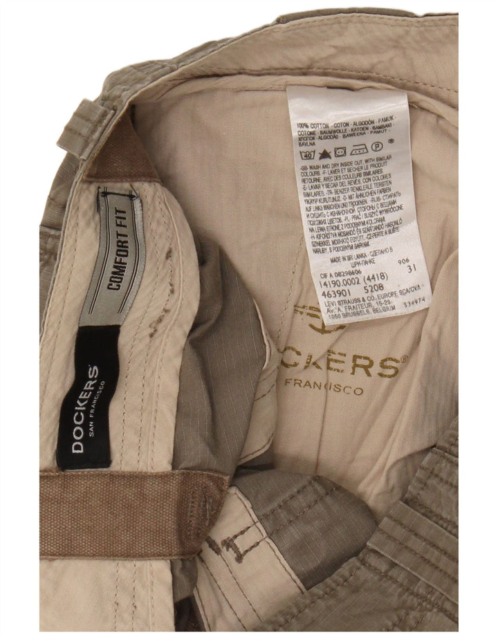 Dockers Herre Comfort Fit Cargo Shorts W31 Medium Khaki Bomuld