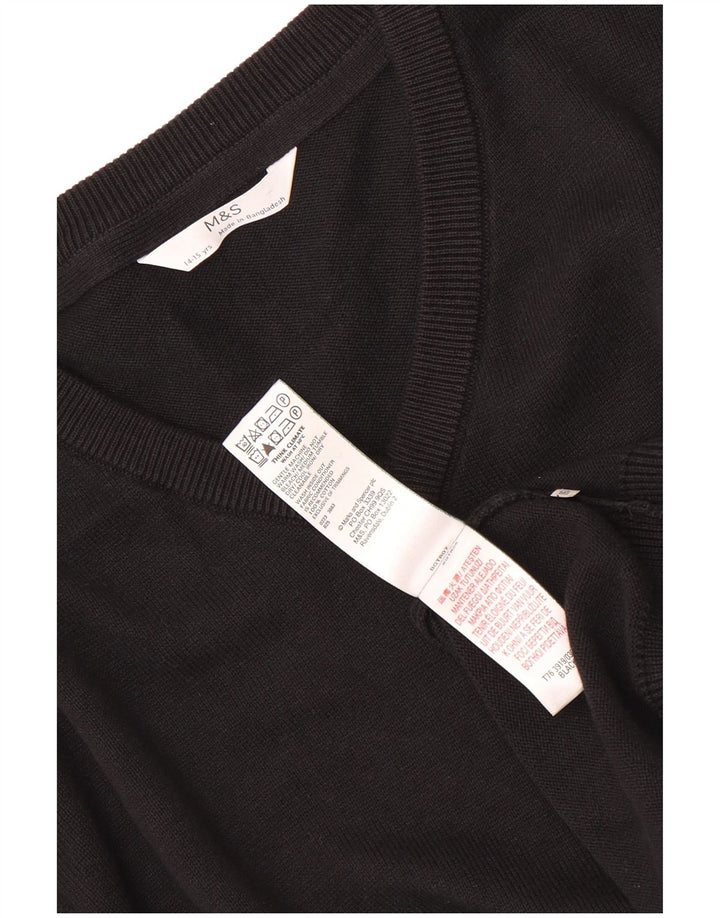 MARKS & SPENCER Drenge V-hals sweater 14-15 år Sort bomuld