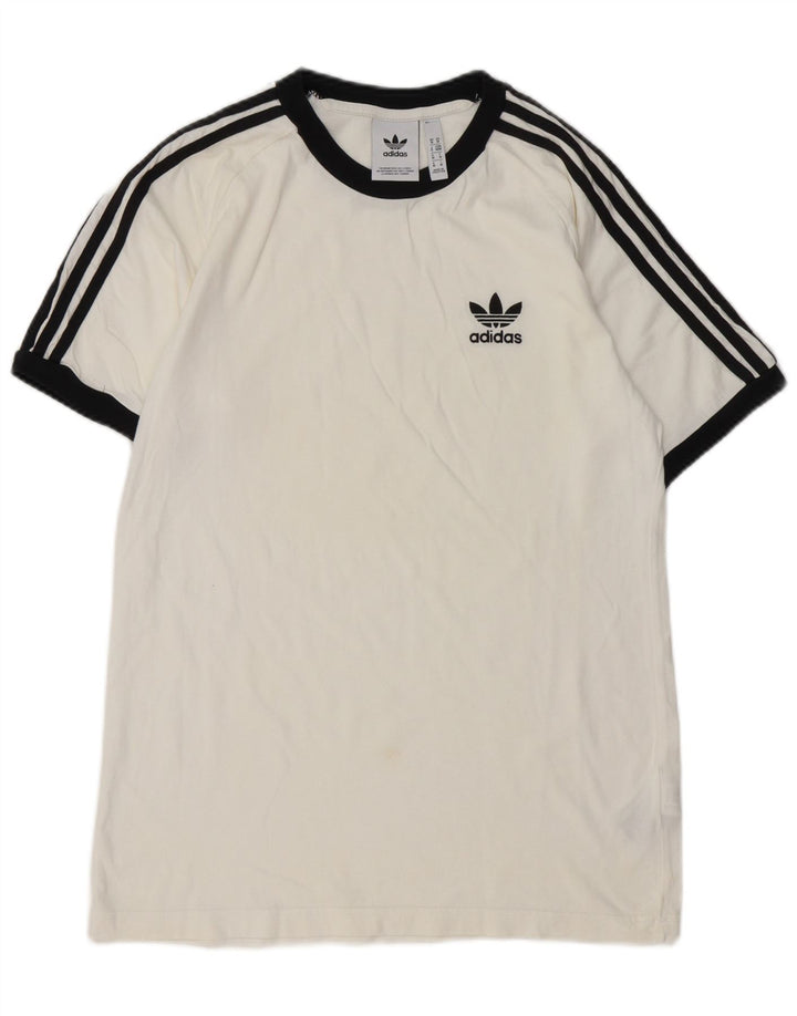 ADIDAS Herre T-Shirt Top Medium Hvid Bomuld