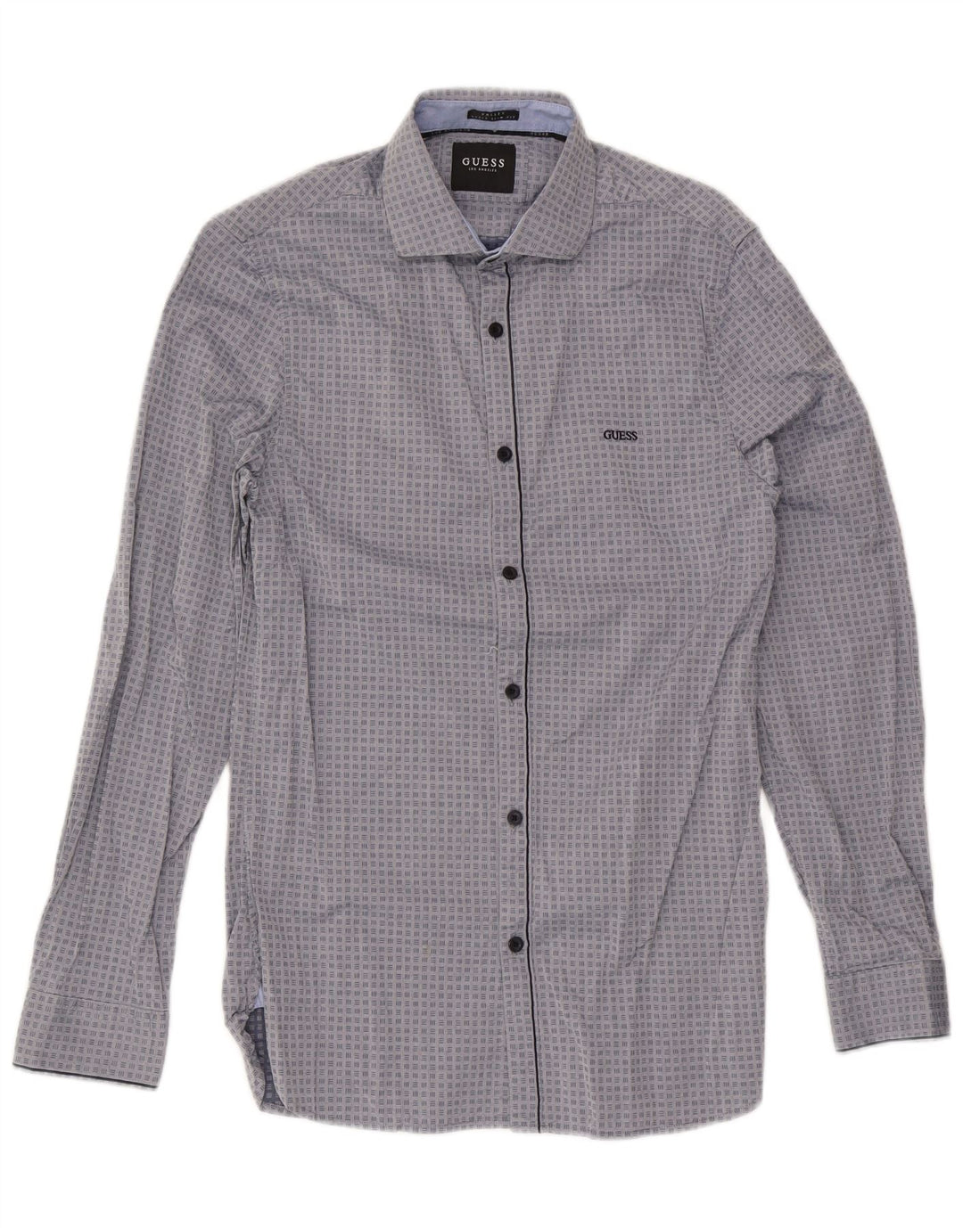 Guess Herre Valley Super Slim Fit skjorte mellemgrå geometrisk bomuld