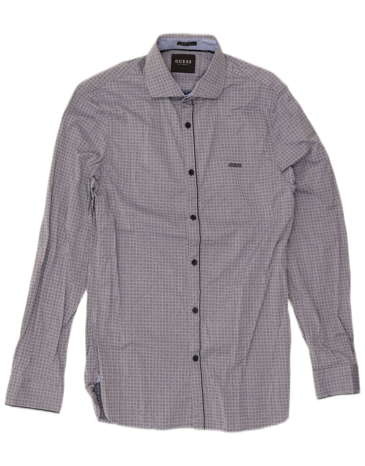 Guess Herre Valley Super Slim Fit skjorte mellemgrå geometrisk bomuld