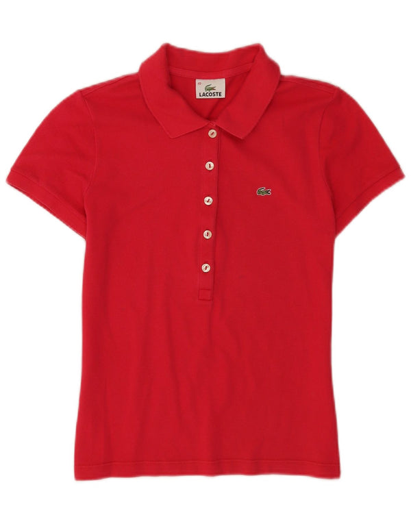 Lacoste kortærmet poloshirt til kvinder størrelse 40 Medium rød bomuld