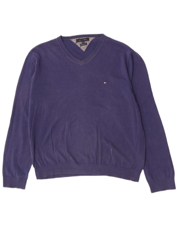 Tommy Hilfiger Herre V-hals sweater 2XL marineblå bomuld