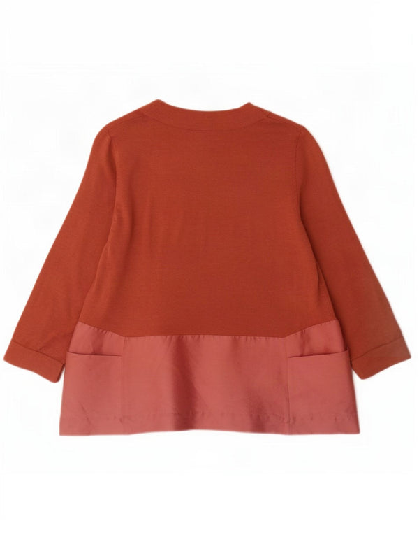 Cos Dame Boat Neck Jumper Sweater UK 10 Small Brown Colourblock Uld