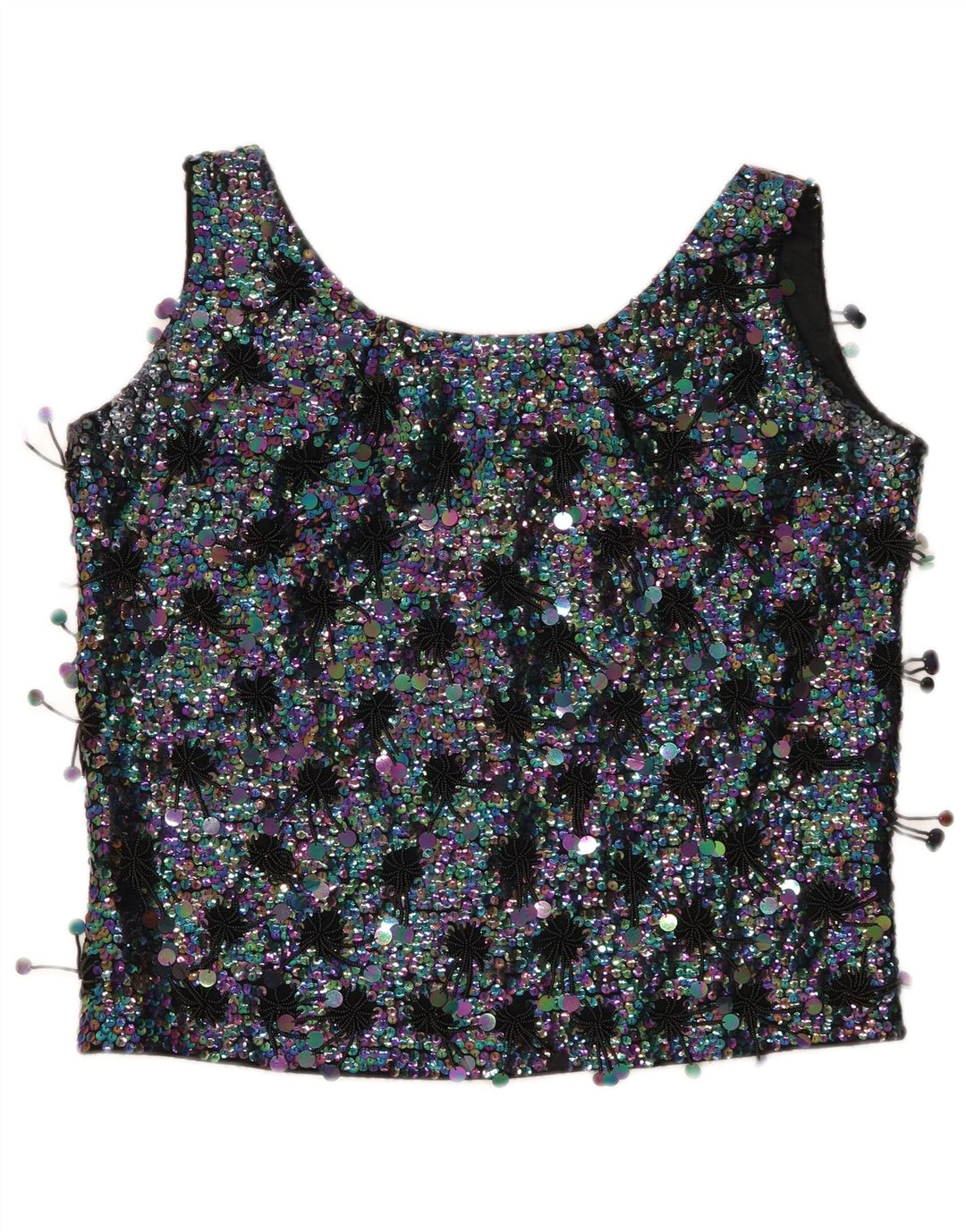 MA CHERIE Dame Crop Ærmeløs bluse Top IT 42 Medium Sort Colourblock