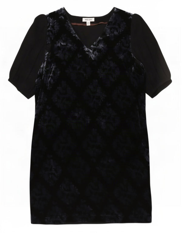 White Stuff Womens Velour Shift Dress UK 14 Large Navy Blue Floral Viscose