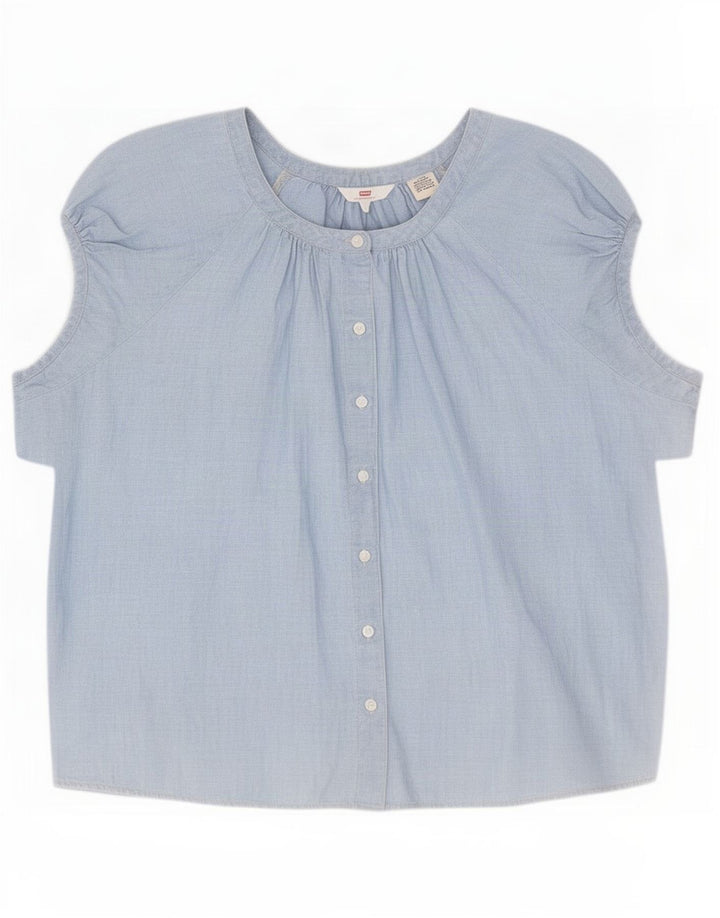 Levi's Dame Oversized skjortebluse UK 16 Large Blue Cotton