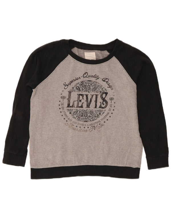 Levi's Graphic Sweatshirt Jumper UK 10 Small Grey Colourblock