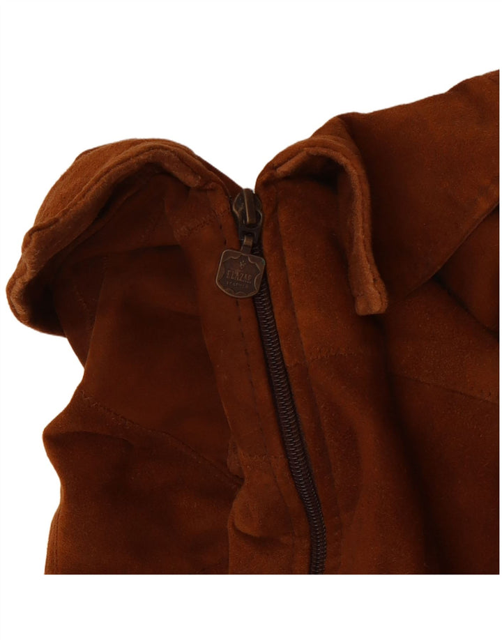 Vintage dame ruskind Gilet UK 14 medium brunt læder