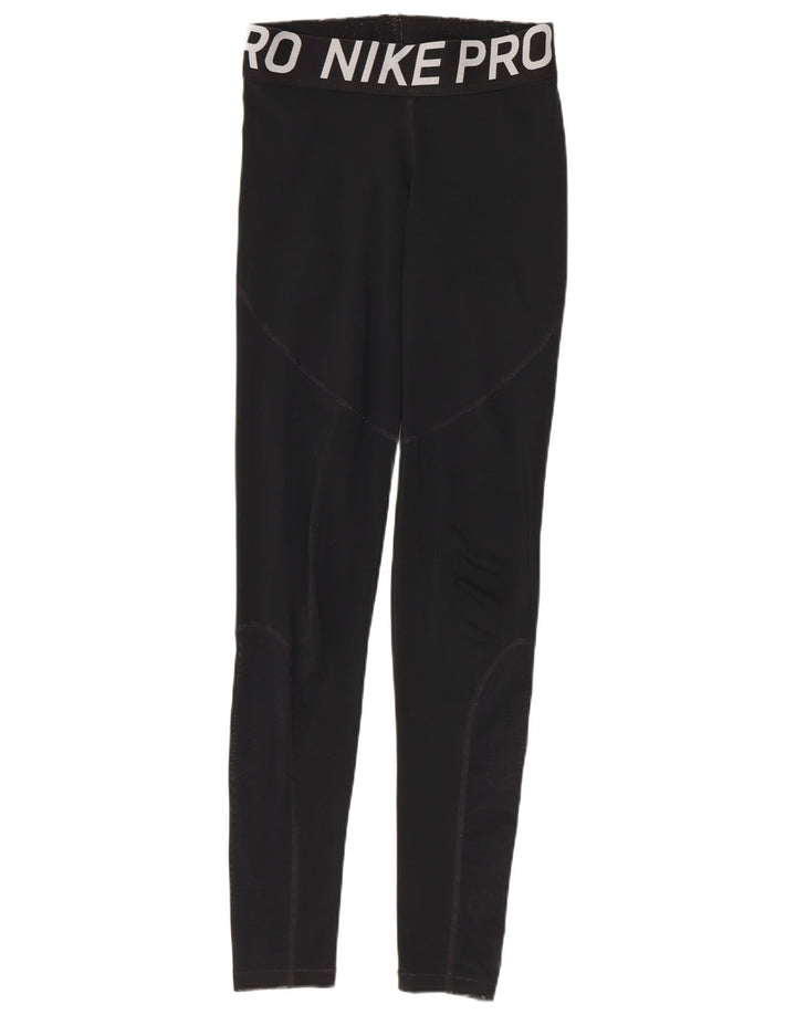 Nike Dame Grafiske Leggings UK 8 Small Black Polyester