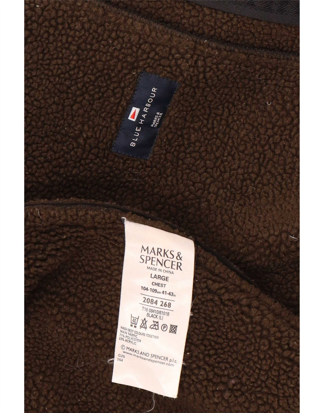 Marks & Spencer Herre Blue Harbor Sherpa Jacket UK 40 Large Black Polyester