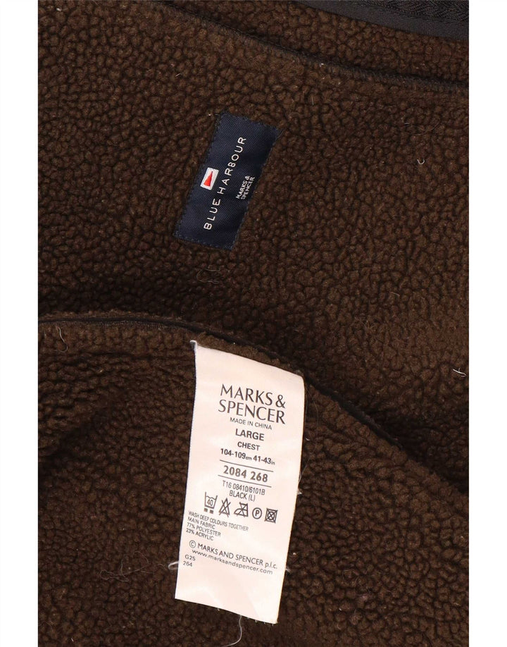 Marks & Spencer Herre Blue Harbor Sherpa Jacket UK 40 Large Black Polyester