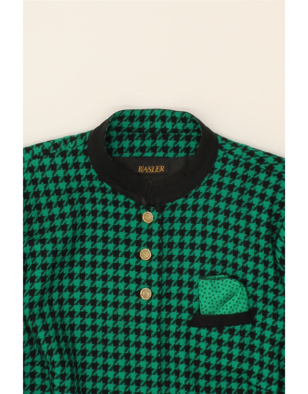 BASLER Womens Overcoat UK 18 XL Green Houndstooth Vintage Basler and Second-Hand Basler from Messina Hembry 