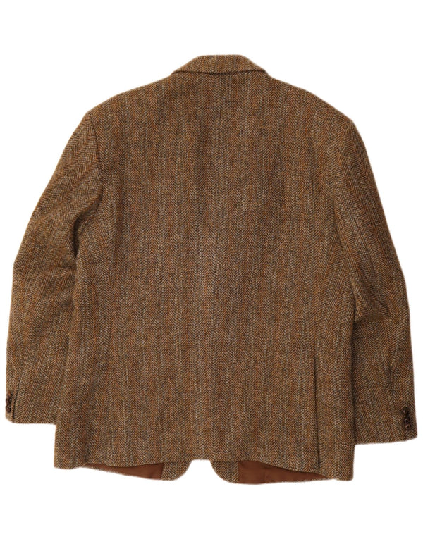 Harris Tweed Herre 2 Button Blazer Jacket UK 44 2XL Brun Sildebensuld