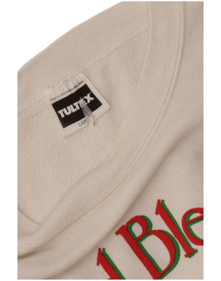 TULTEX Dame Grafisk Sweatshirt Jumper UK 16 Stor Hvid Bomuld