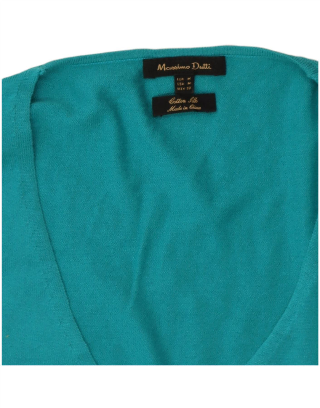 Massimo Dutti Dame V-hals sweater UK 12 Medium Blue Bomuld
