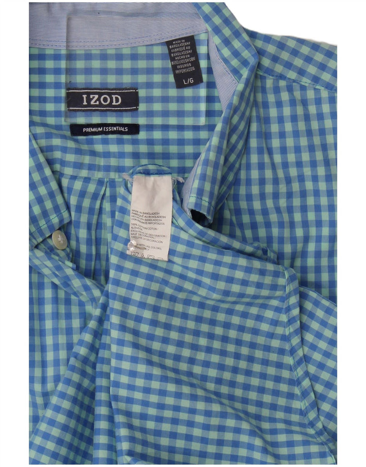 Izod Herreskjorte Stor Blå Gingham Bomuld