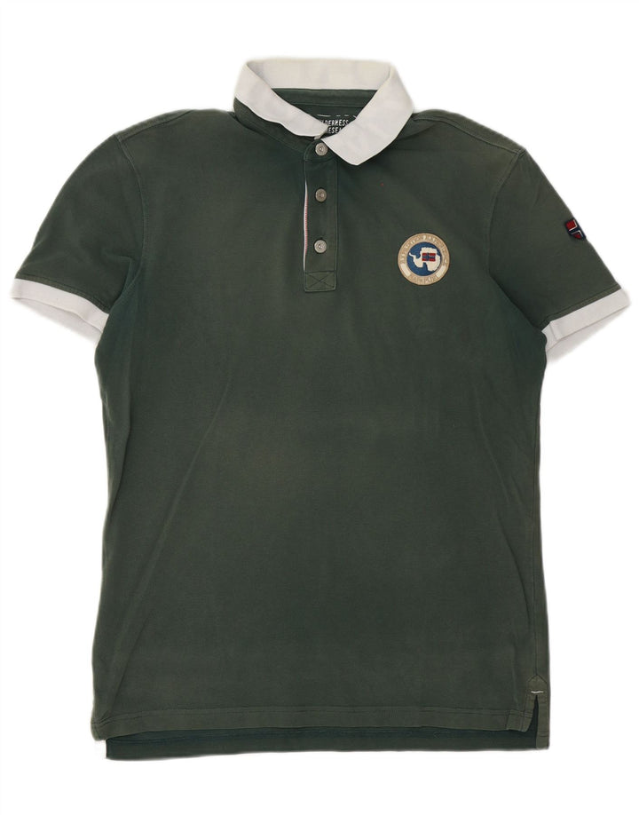 Napapijri Herre Rugby Polo Shirt Medium Green Colourblock