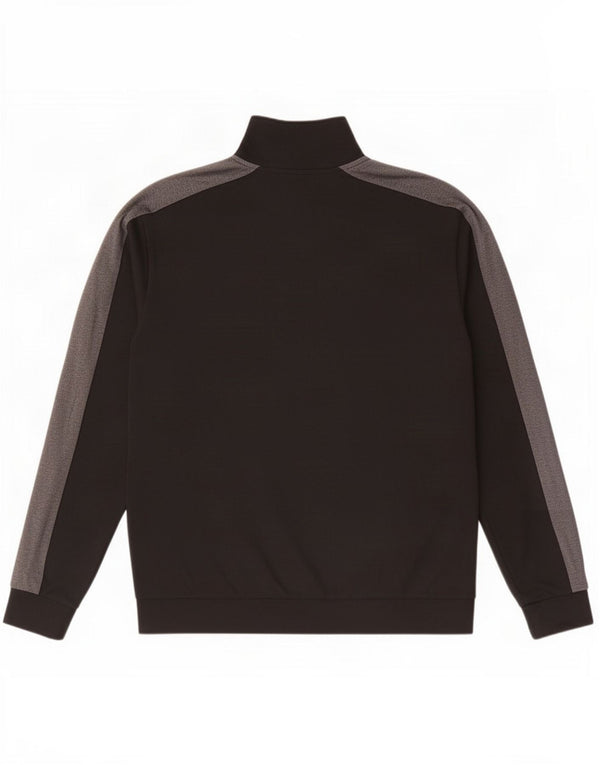Hugo Boss Herre Zip Neck Sweatshirt Jumper XL Sort Colourblock Bomuld