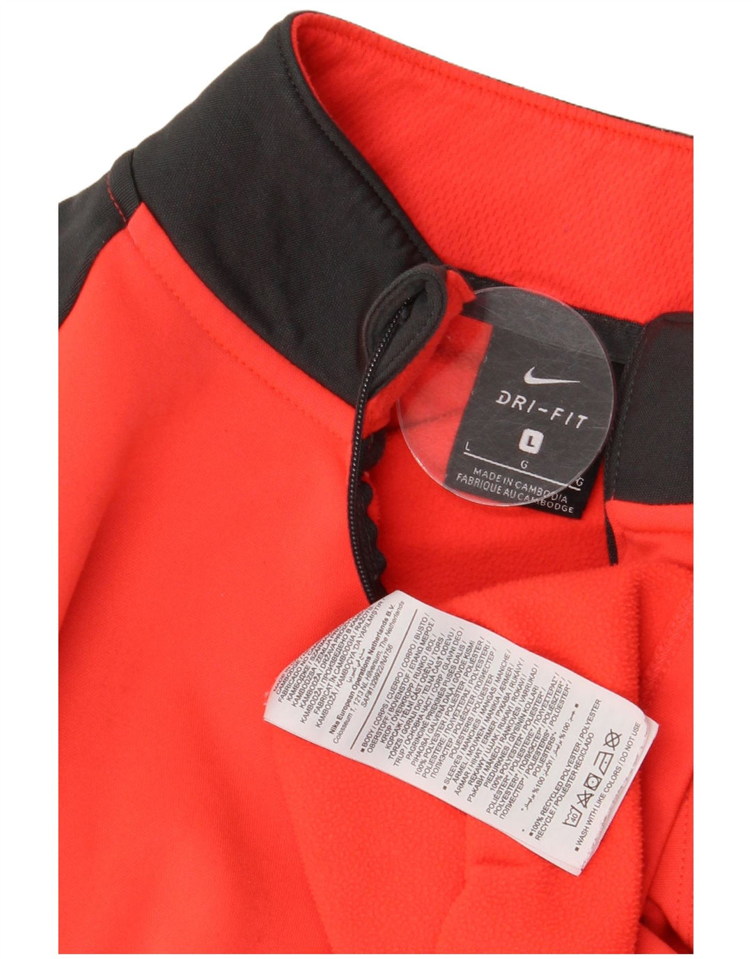 Nike Herre Dri Fit Pullover med lynlås-hals træningsdragt Top Stor rød farveblok
