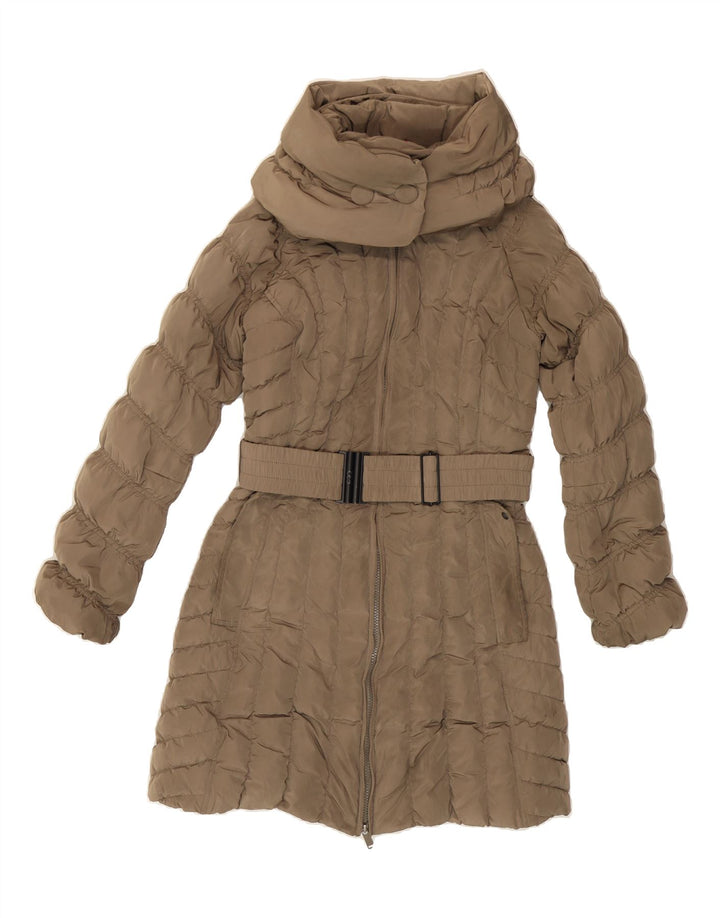 VINTAGE Womens Padded Coat UK 10 Small Beige Polyester Vintage Vintage and Second-Hand Vintage from Messina Hembry 