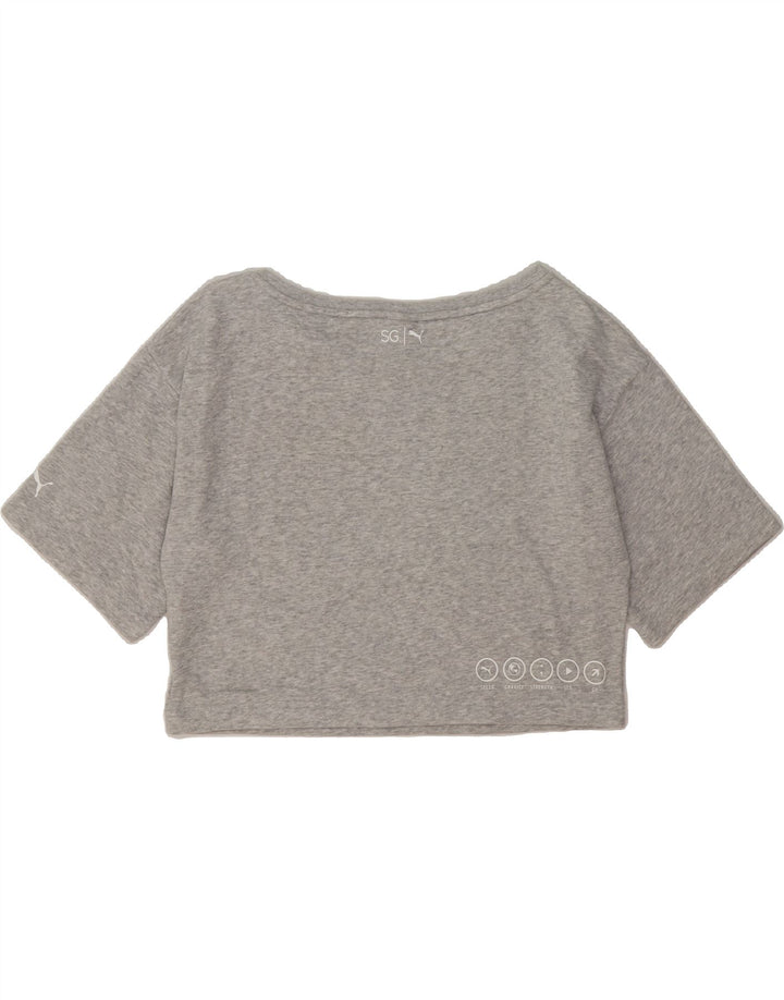 PUMA Womens Short Sleeve Oversized Sweatshirt Jumper UK 10 Small Grey Vintage Puma and Second-Hand Puma from Messina Hembry 
