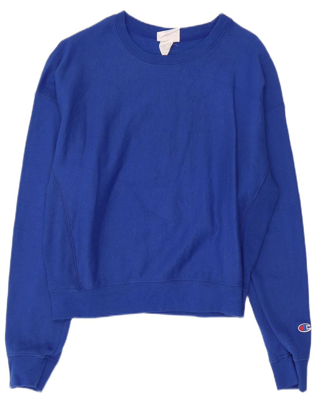 CHAMPION Womens Crop Sweatshirt Jumper UK 16 Large Blue Cotton