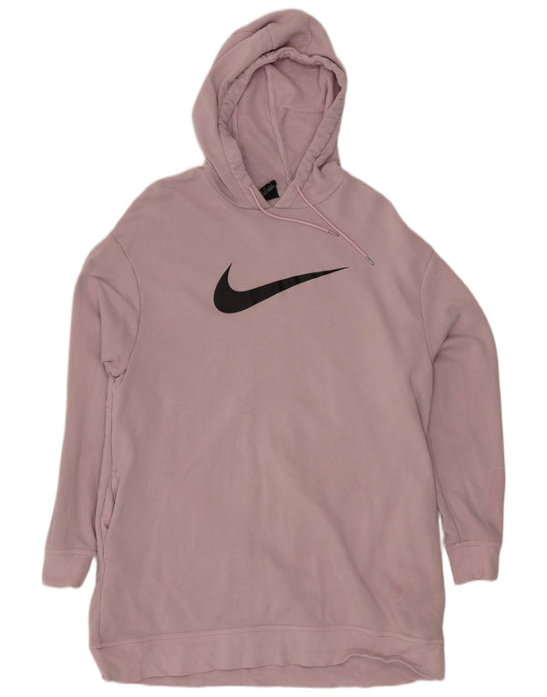 Nike grafisk hættetrøjekjole til kvinder UK 14 Medium Pink Bomuld