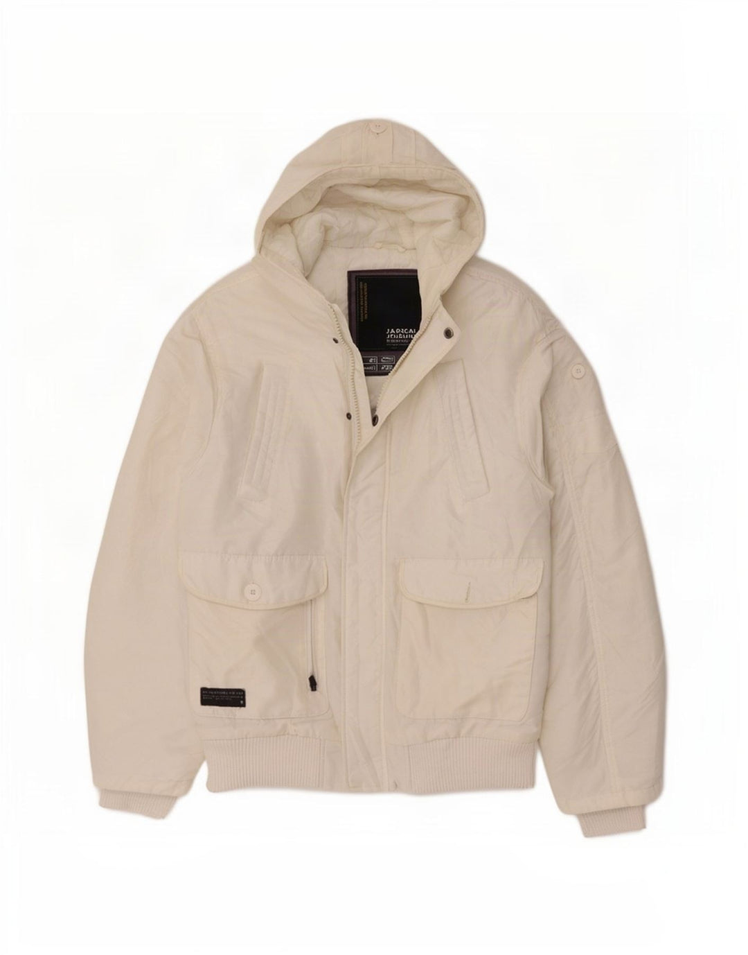 Jack & Jones Herre Hooded Bomber Jacket UK 38 Medium White Polyester