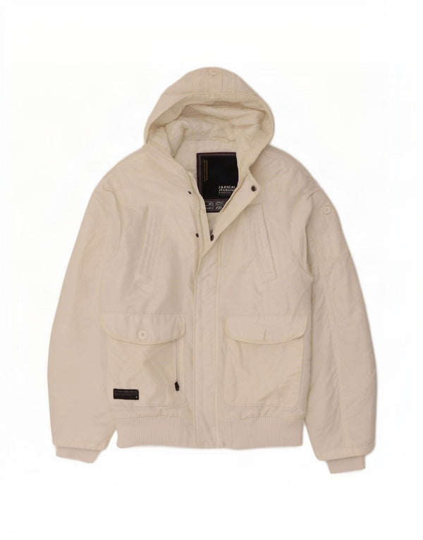 Jack & Jones Herre Hooded Bomber Jacket UK 38 Medium White Polyester