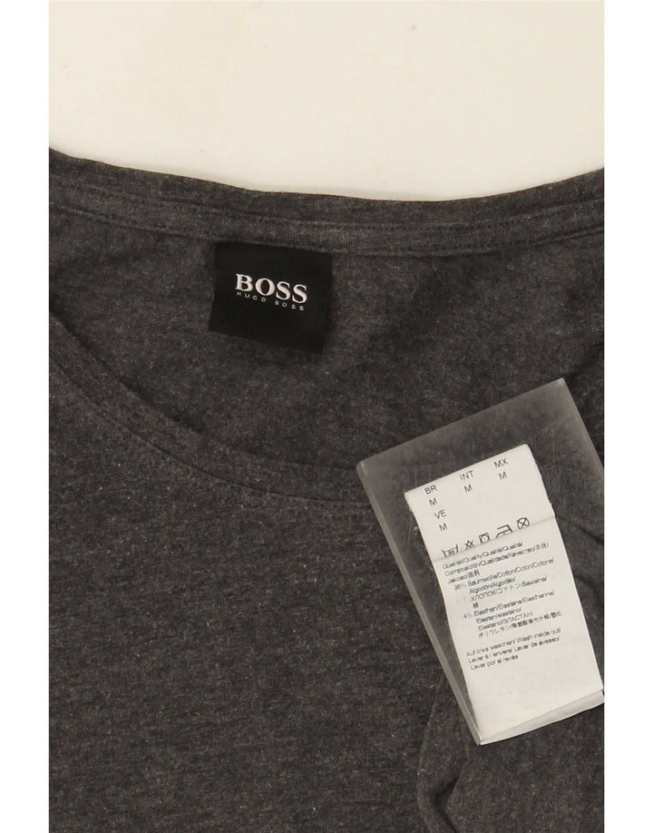 Hugo Boss Herre grafisk top Langærmet mellemgrå bomuld