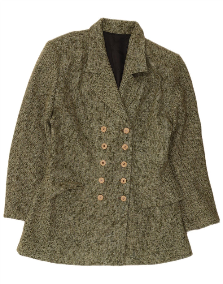 Vintage Dame Dobbeltradet Blazer Jacket UK 14 Medium Green