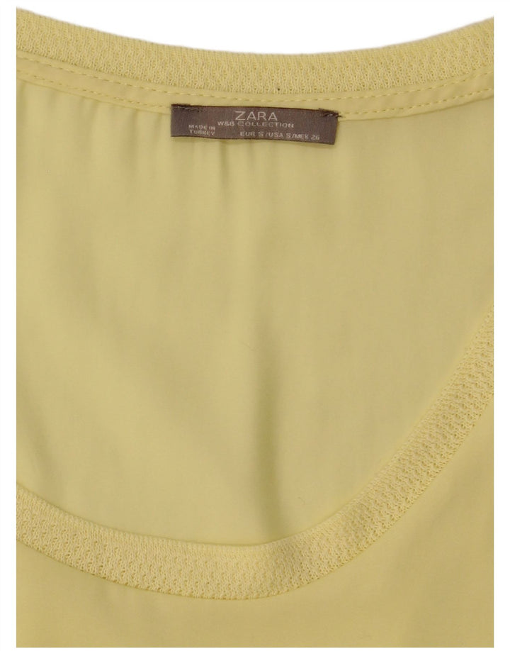 Zara Dame Bluse Top UK 10 Lille Gul