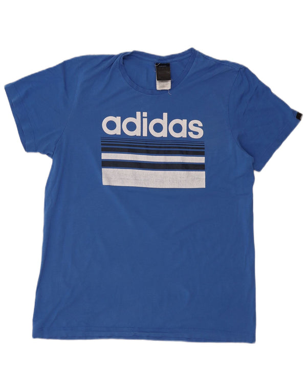 Adidas Herre Grafisk T-Shirt Top Stor Blå Bomuld