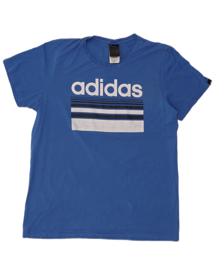 Adidas Herre Grafisk T-Shirt Top Stor Blå Bomuld