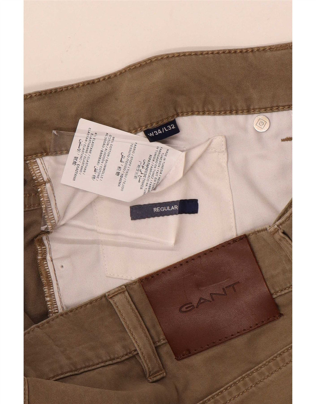 Gant Herre Regular Casual Bukser W34 L32 Beige Bomuld
