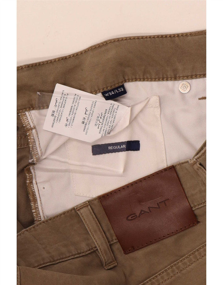 Gant Herre Regular Casual Bukser W34 L32 Beige Bomuld