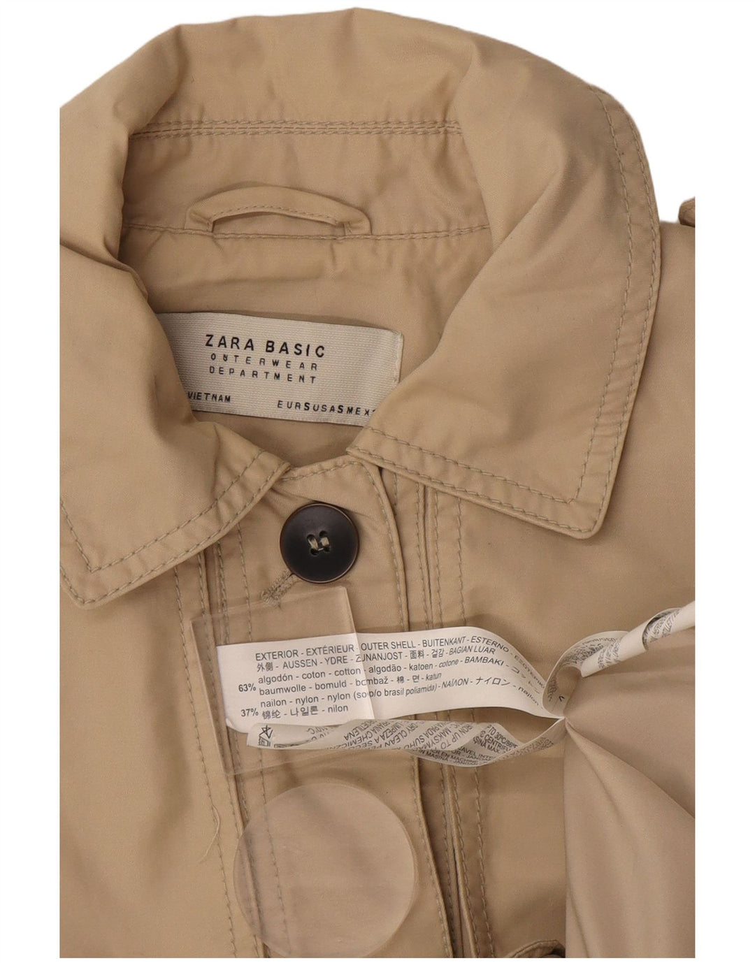 Zara Trench Coat til kvinder UK 10 Small Beige Bomuld