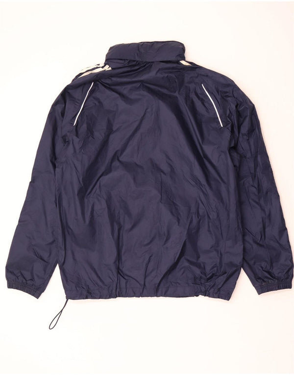 Adidas Mens Hooded Rain Jacket UK 42 XL Navy Blue Nylon