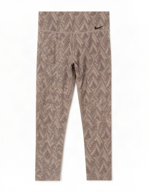 Nike Dame Dri Fit Crop Leggings UK 8 Small Grå Geometrisk Polyester