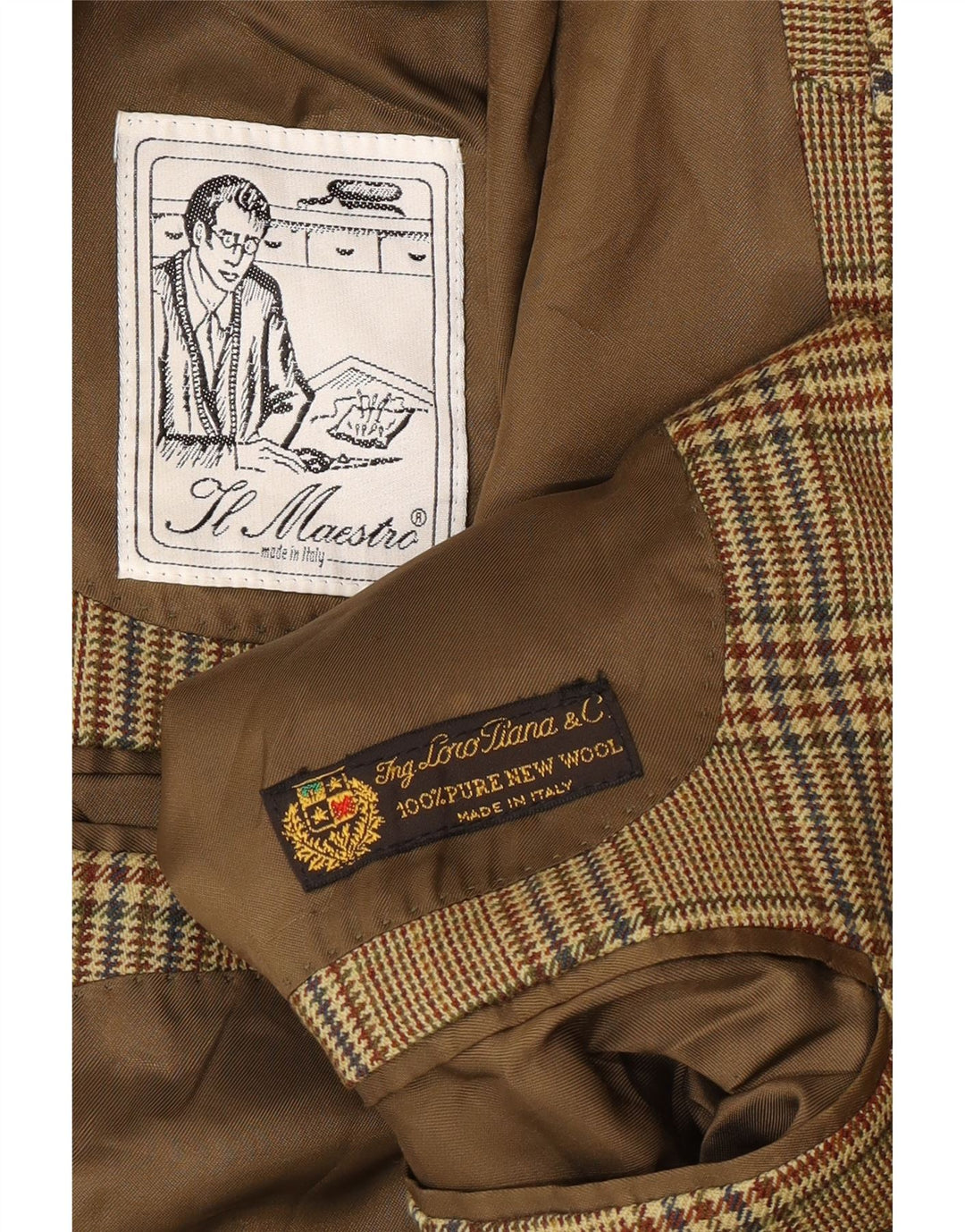 Vintage herre 2-knaps blazerjakke UK 40 Large Beige Houndstooth