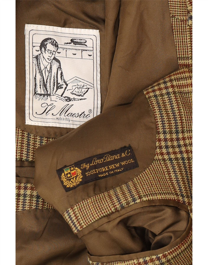 Vintage herre 2-knaps blazerjakke UK 40 Large Beige Houndstooth