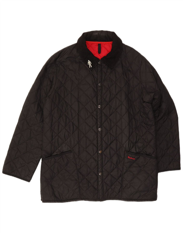 Barbour Herre quiltet jakke UK 40 Stor sort polyamid
