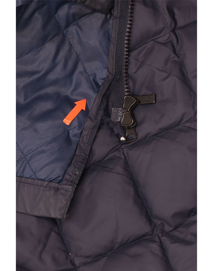 MASSIMO DUTTI Dame hætte polstret frakke UK 16 Stor marineblå polyamid