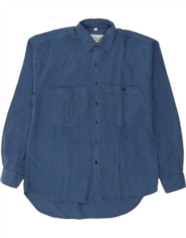 VINTAGE Mens Oversized Shirt Size 37/38 Small Blue Cotton Vintage Vintage and Second-Hand Vintage from Messina Hembry 
