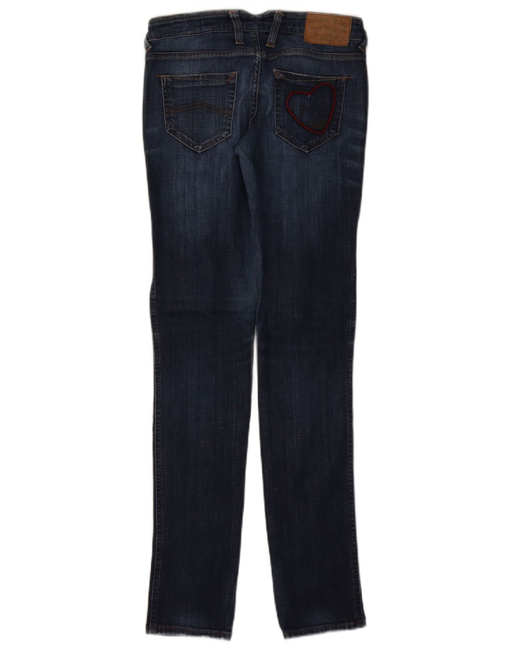 Armani Dame Grafiske Slim Jeans W26 L32 Marineblå Bomuld