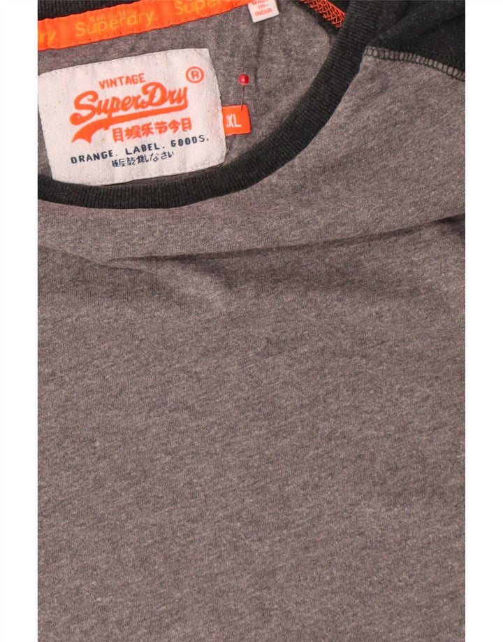 Superdry T-shirt top til mænd 2XL Grå Colourblock Bomuld