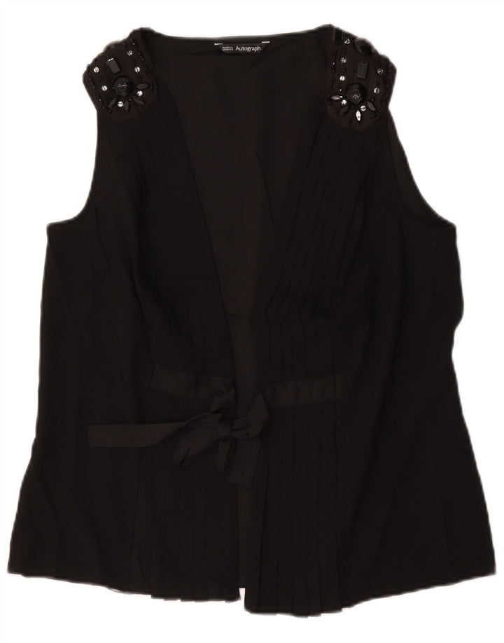 Marks & Spencer Womens Autograph Ærmeløs bluse Top UK 12 Medium Black