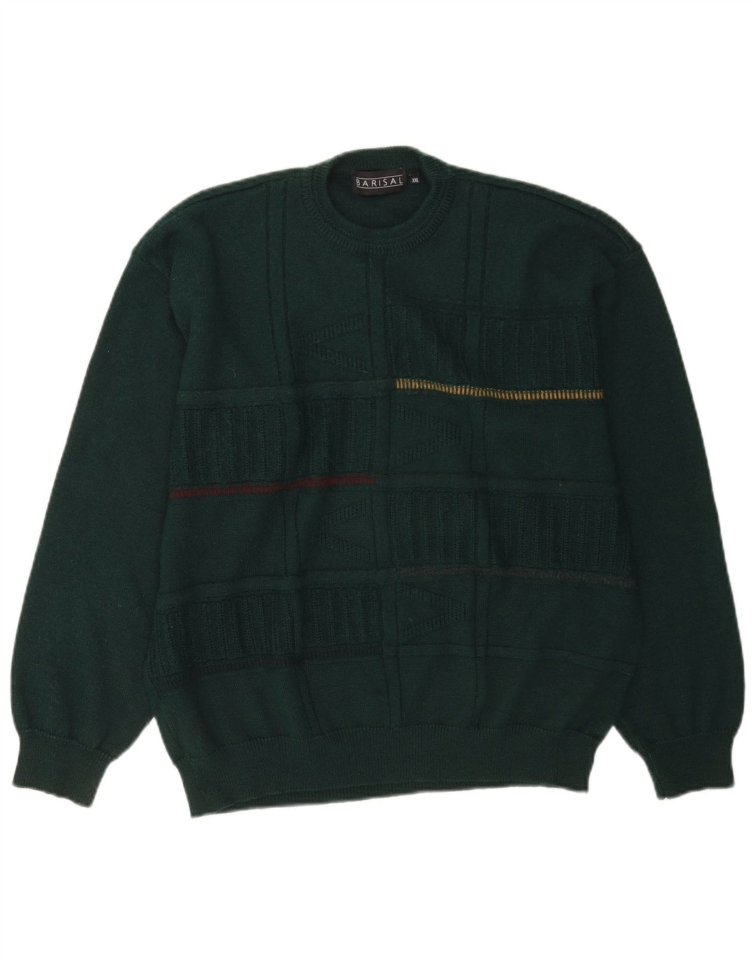 Barisal herre rund hals sweater 2XL grøn stribet uld
