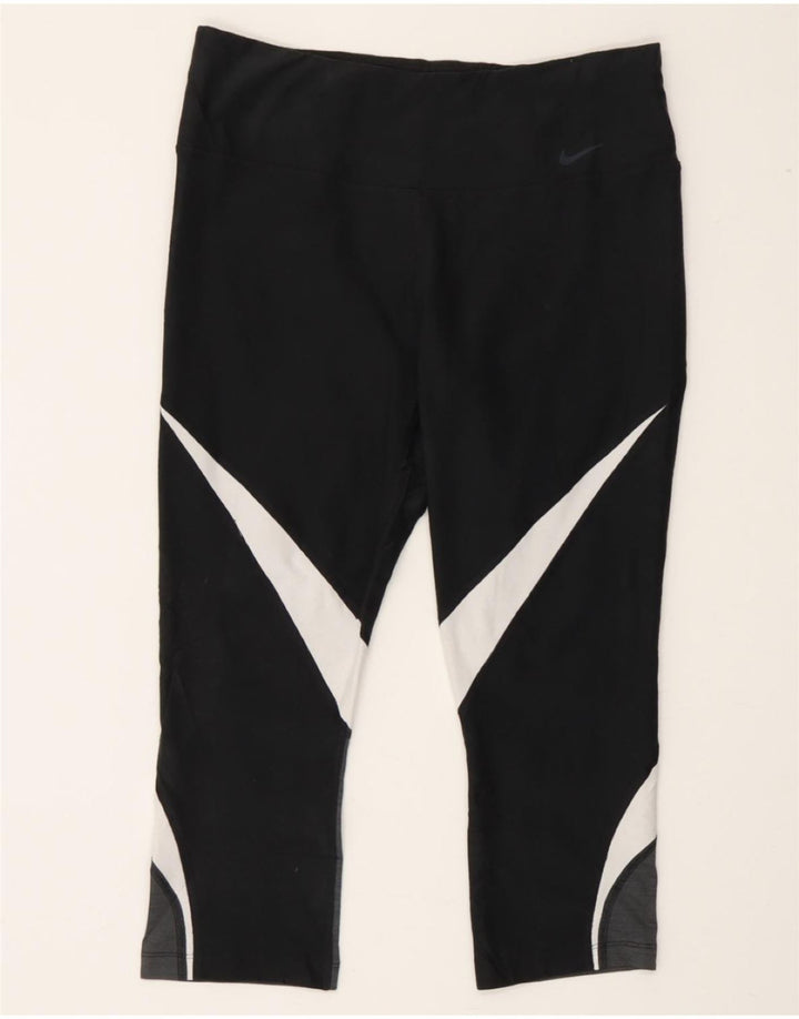 NIKE Womens Capri Leggings UK 12 Medium  Black Colourblock Vintage Nike and Second-Hand Nike from Messina Hembry 